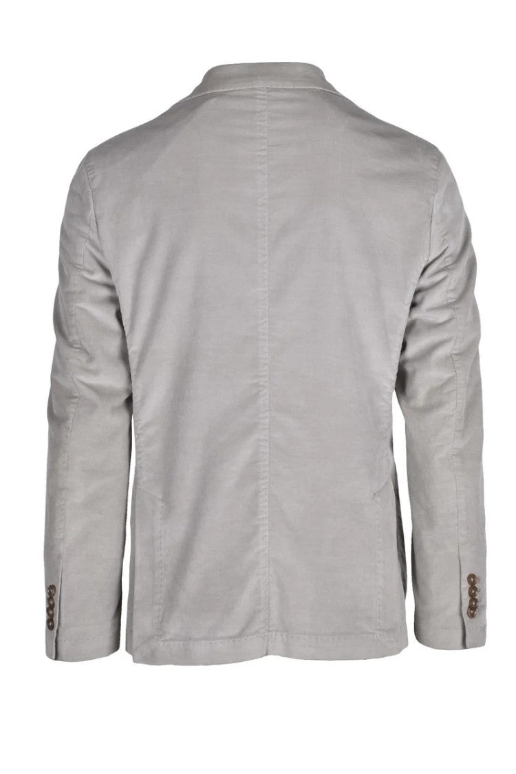 Paoloni Double-Breasted Velvet Jacket - Light Grey