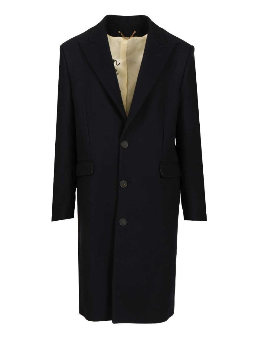 Golden Goose Single-Breasted Tailored Coat In Refined Blue Fabric