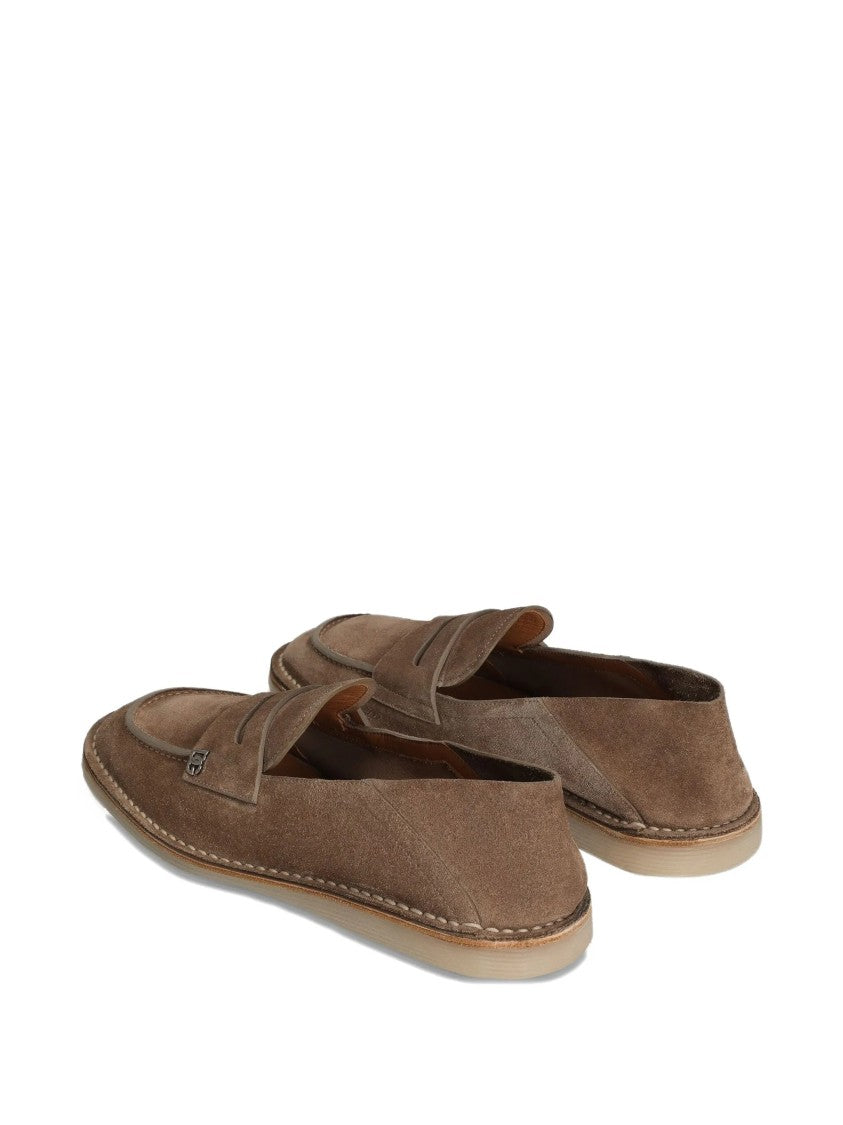 Dolce & Gabbana Brown Croba Suede Penny Strap Loafers