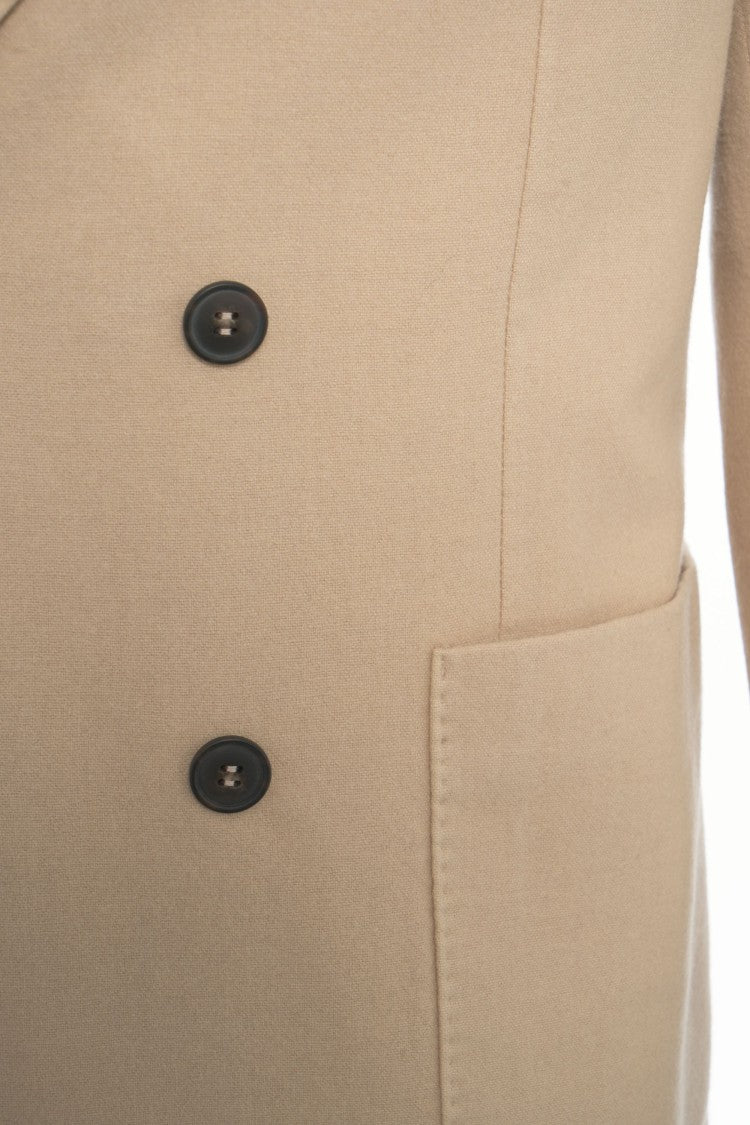 Circolo 1901 Beige Double-Breasted Blazer With Classic Lapel And Patch Pockets