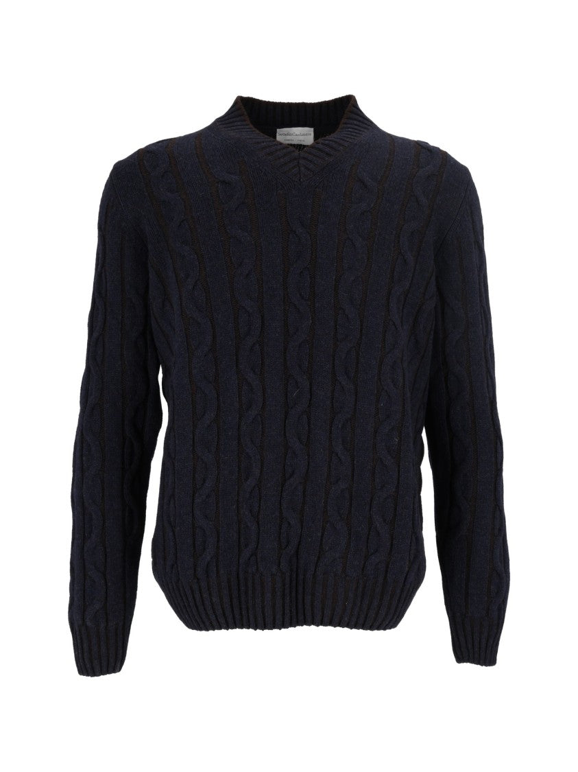 Sette Fili Cashmere Textured Cable Knit V-Neck Sweater
