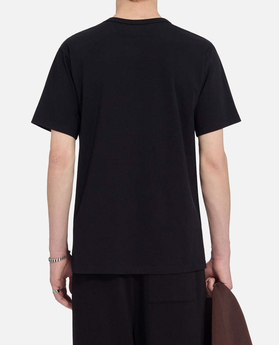 Mm6 By Maison Margiela Black Crewneck T-Shirt With Front Print
