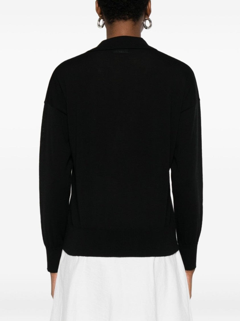 Alpha Studio Long-Sleeve Black Merino Wool Top