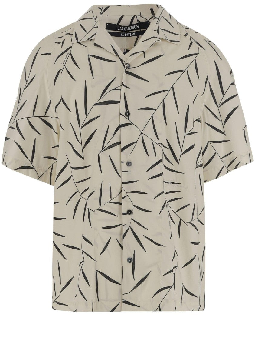 Jacquemus Cotton Poplin Shirt With Foliage Print And Embroidered Logo