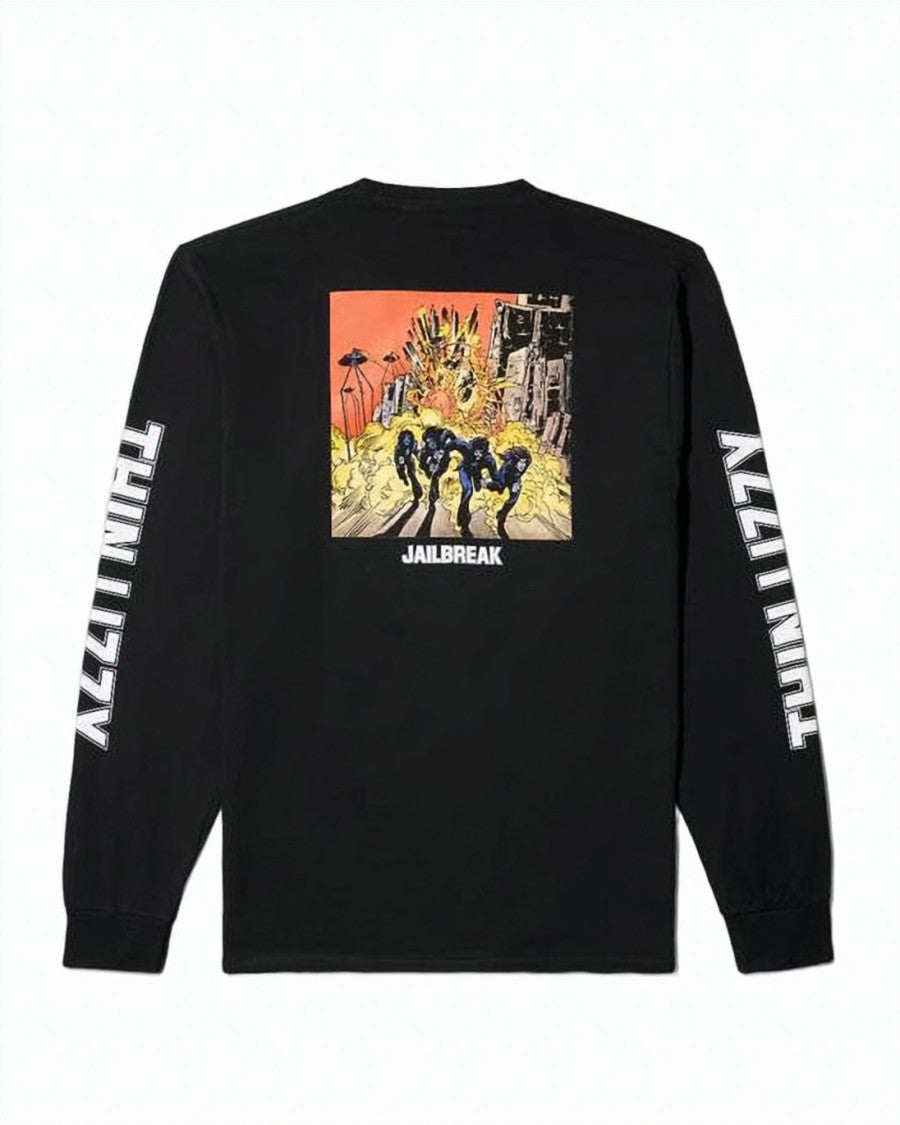 Noah Long-Sleeve Black Graphic Print T-Shirt With Crew Neckline