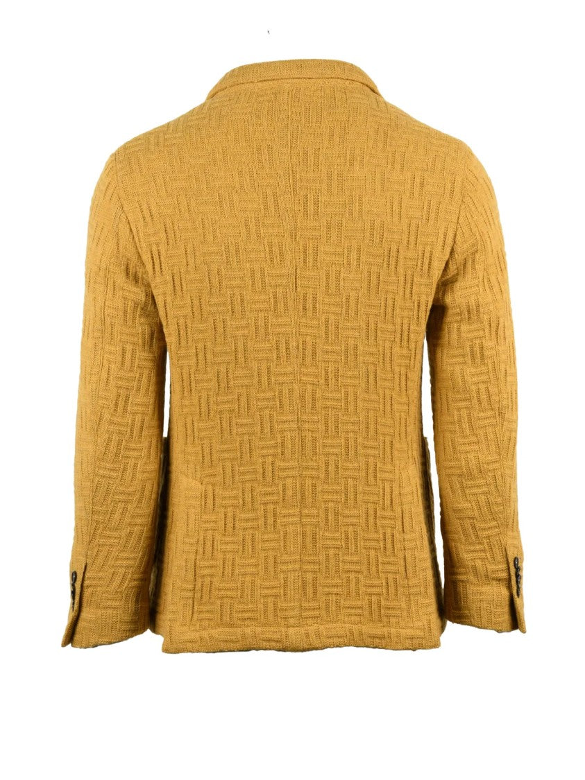 L.B.M. 1911 Knit Blazer With Textured Geometric Pattern And Notch Lapel