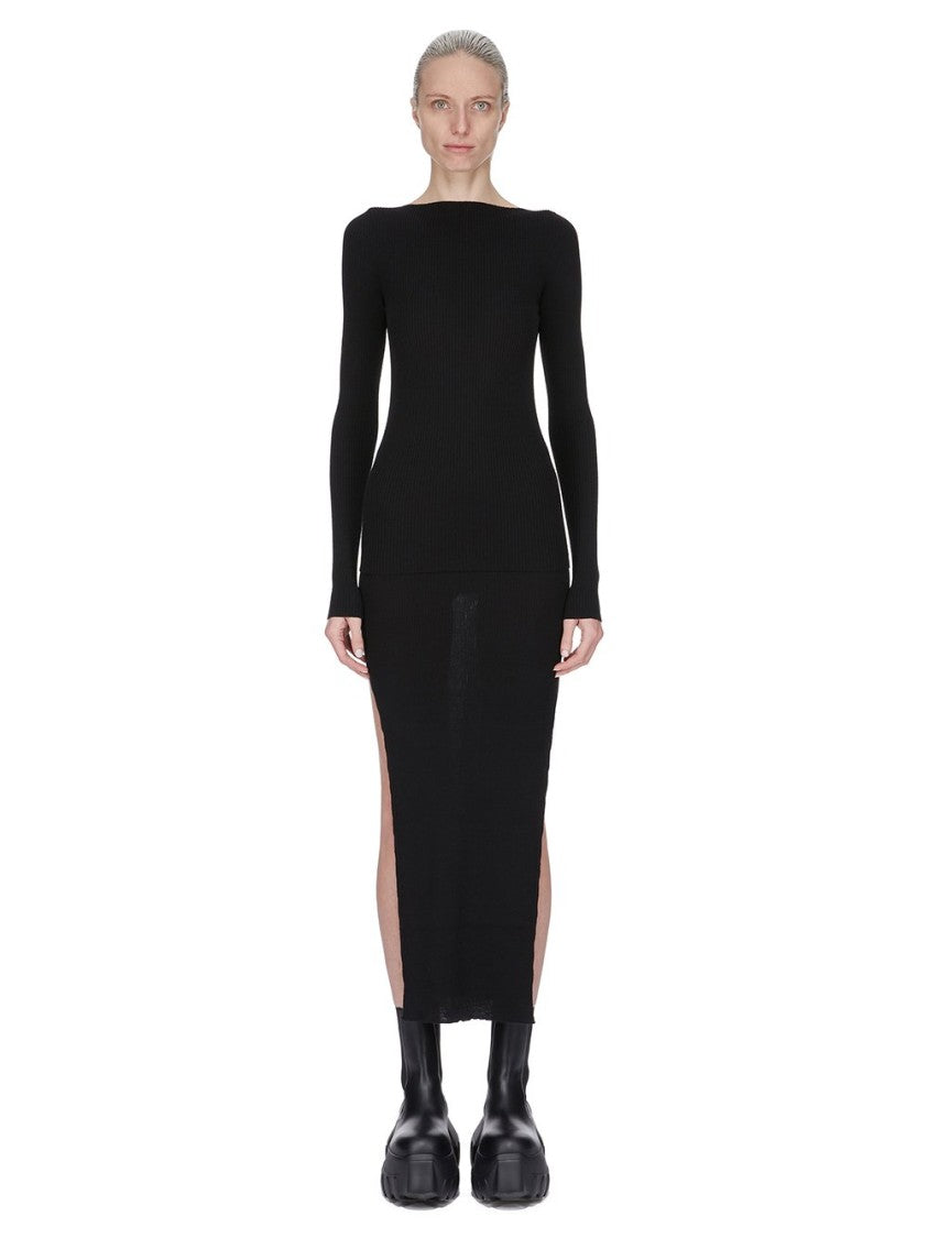 Rick Owens Ribbed Knit Sacriskirt With Signature Back Detail