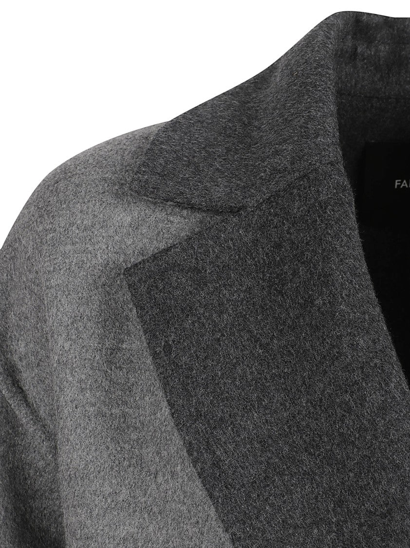 Fabiana Filippi Minimalist Grey Coat With Jewel Detail