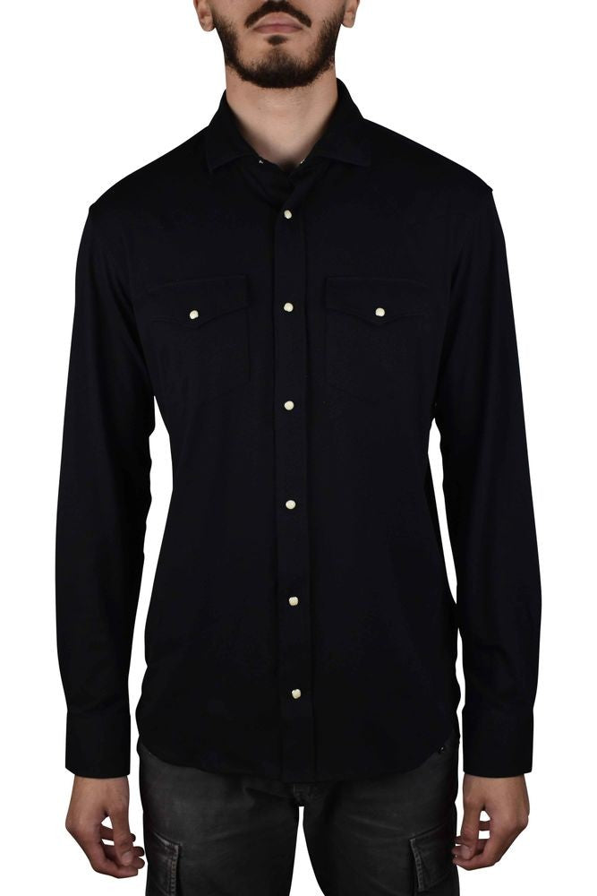 Moorer Moorer Black Cotton Shirt With Snap Closure
