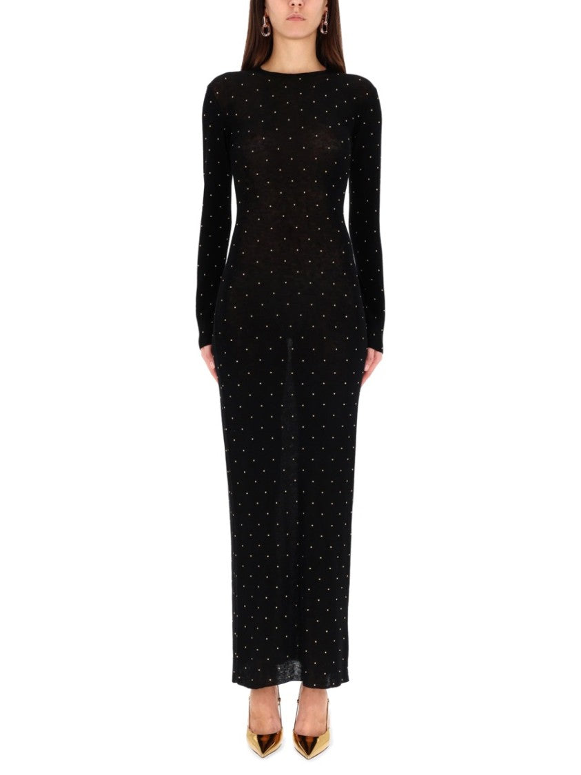 Rabanne Fitted Wool Maxi Dress