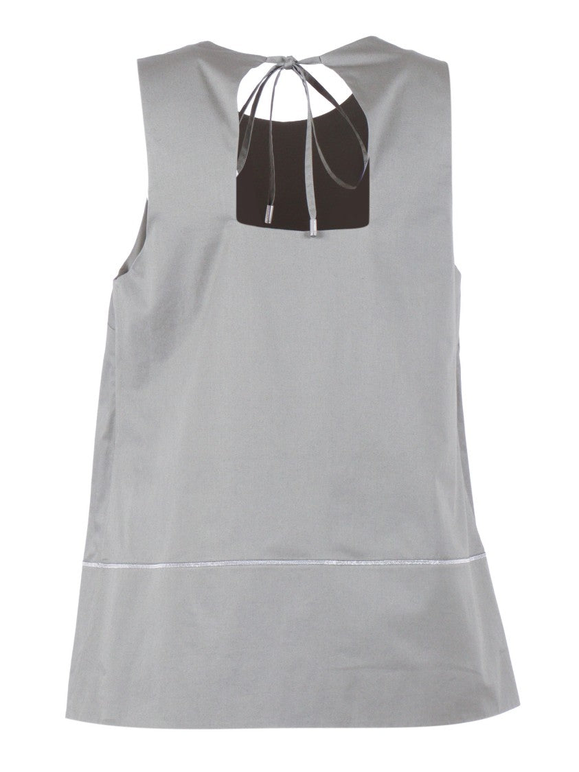 Peserico Grey Sleeveless Decorative Hem Tank Top