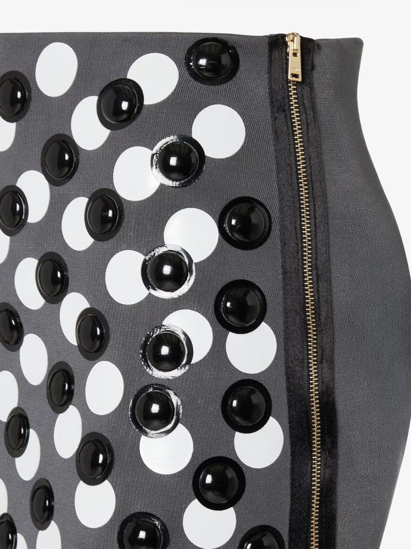 Fendi Viscose Mini Skirt With Circular Embellishments