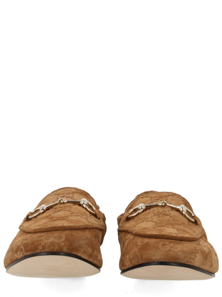 Gucci Gg Silver Clamp Pointed-Toe Loafers