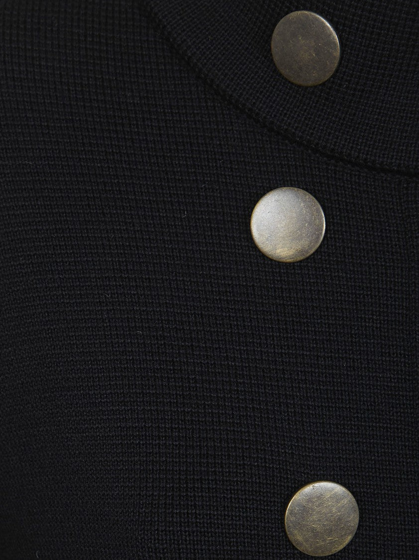 Charlott Double-Breasted Black Wool Coat