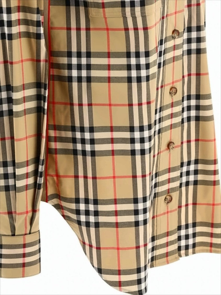 Burberry Plaid Pattern Button-Up Blouse