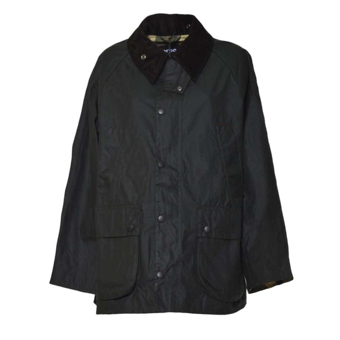 Barbour Dark Waxed Casual Jacket With Corduroy Collar