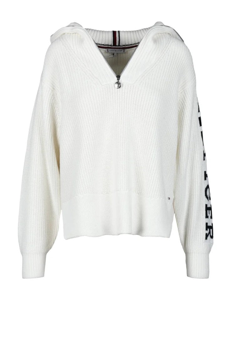 Tommy Hilfiger White Cotton Sweater