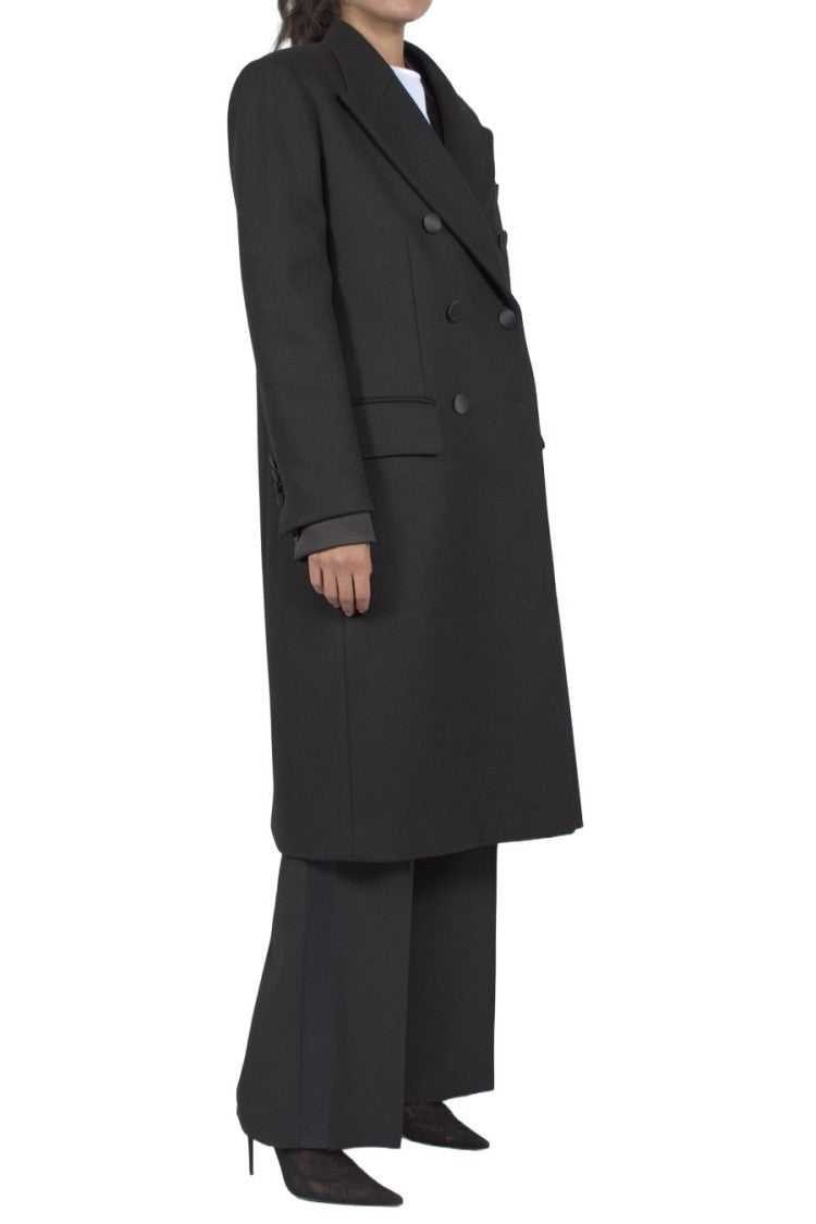 Dolce & Gabbana Black Double-Breasted Virgin Wool-Blend Coat