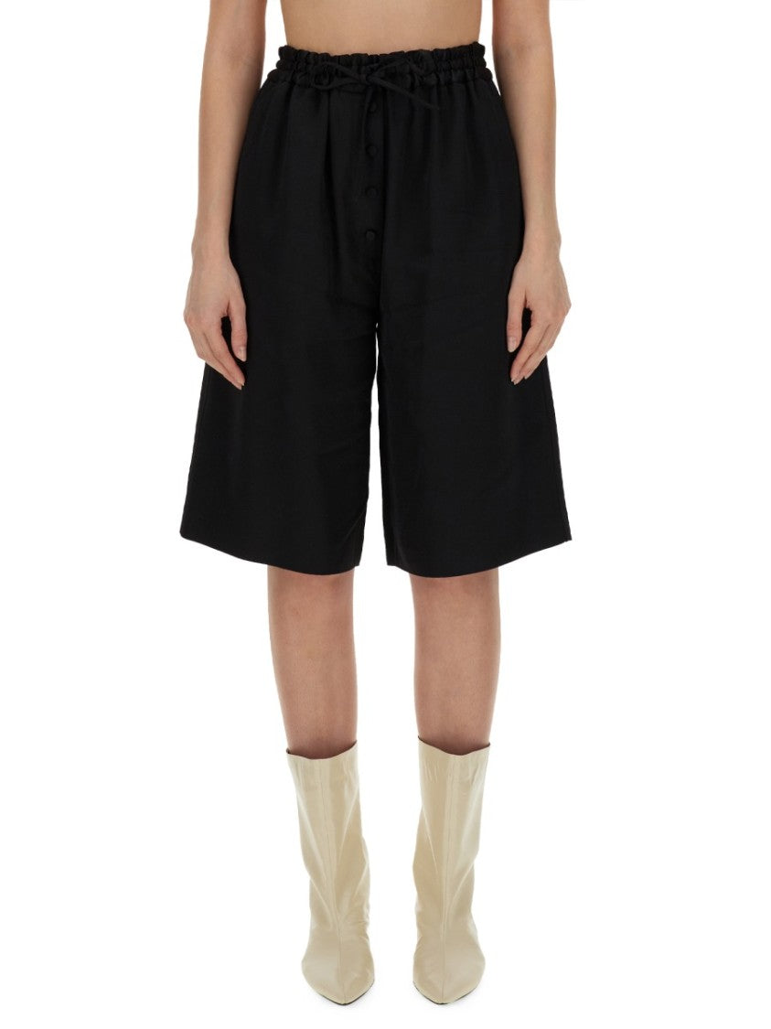 Jil Sander Wide Leg Bermuda Shorts With High Waist