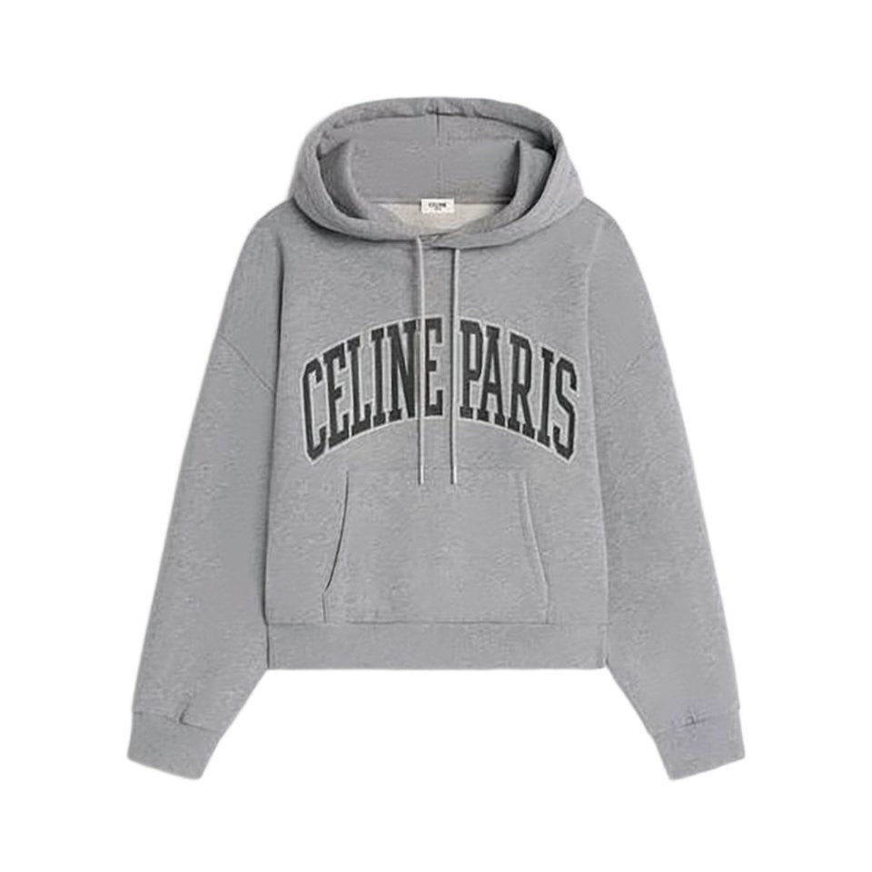 Celine Relaxed Fit Grey Hoodie With Drawstring Hood