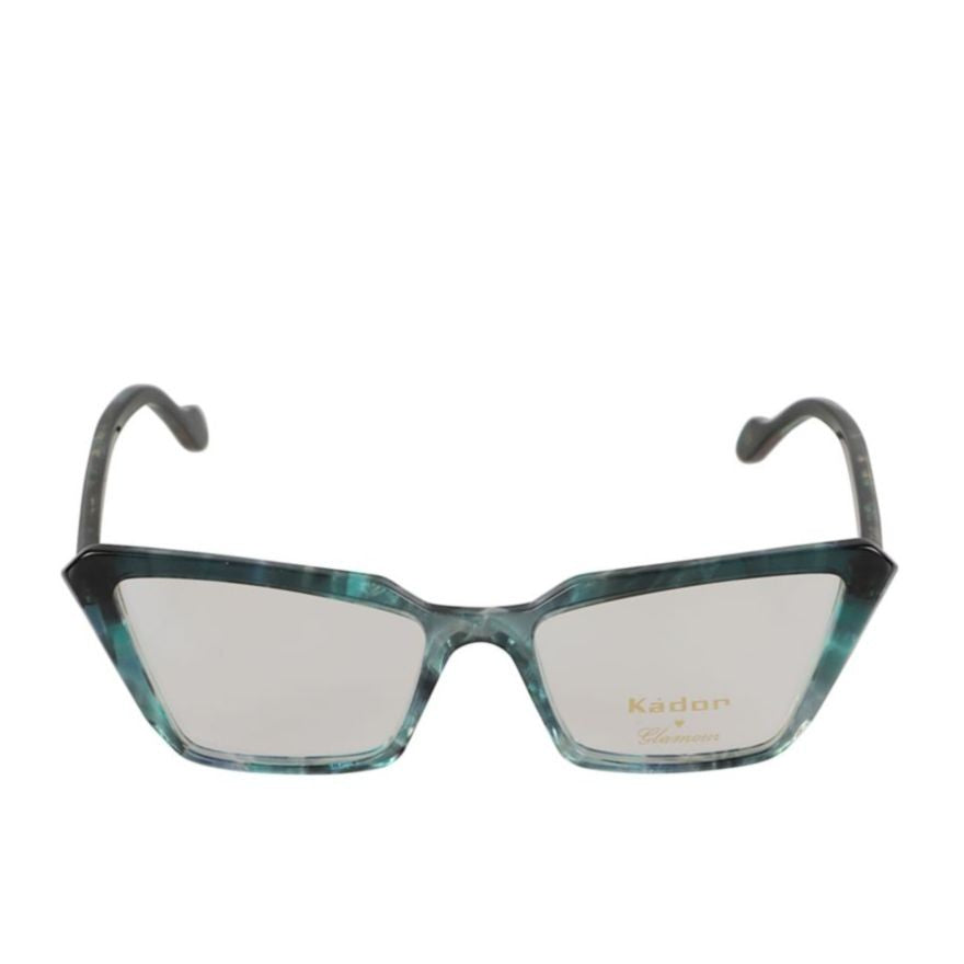 Kador Butterfly Glamour-V Angular Cat-Eye Sunglasses With Marbled Teal