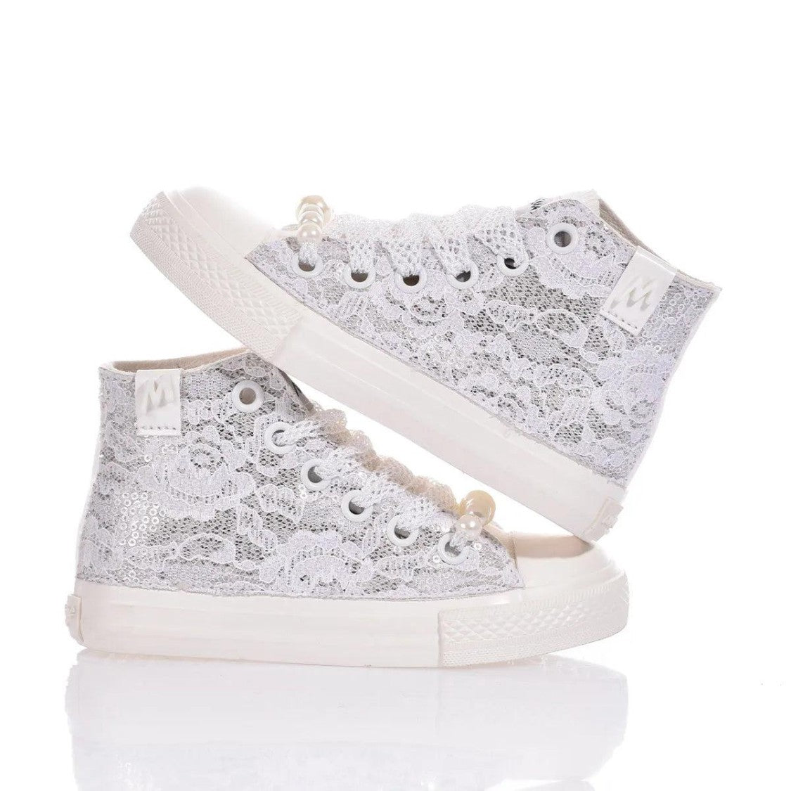 Mimanera High-Top Sneakers With Silver Sequined Design