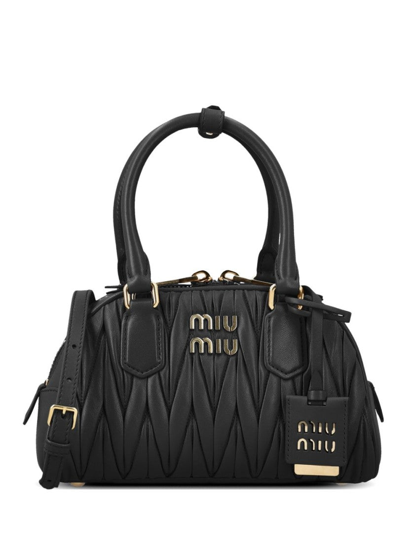 Miu Miu Black Arcadie Matelassé Nappa Shoulder Bag