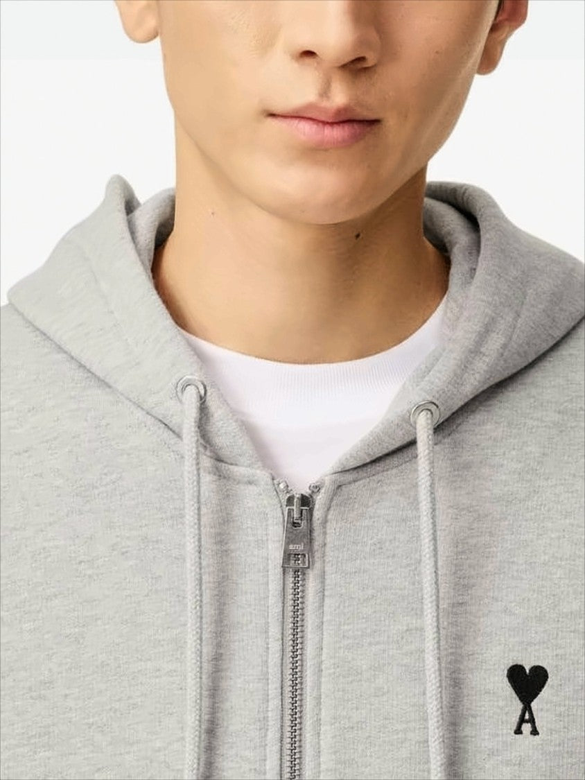 Ami Zip-Up Hoodie With Subtle Embroidered Heart