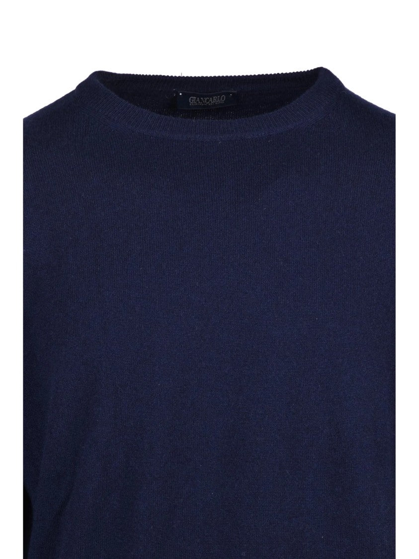 Giancarlo Desenzano Deep Blue Crewneck Cashmere Sweater