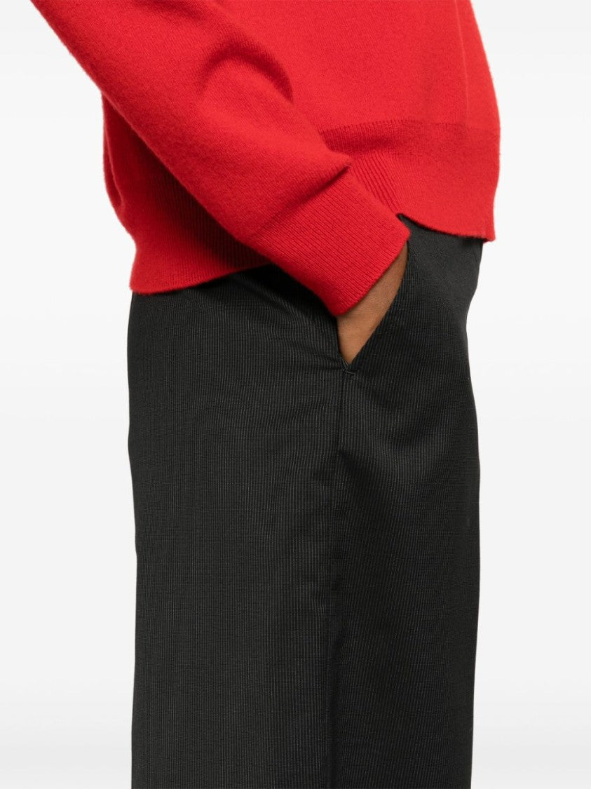 Officine Generale Black/Ecru Wool Trousers