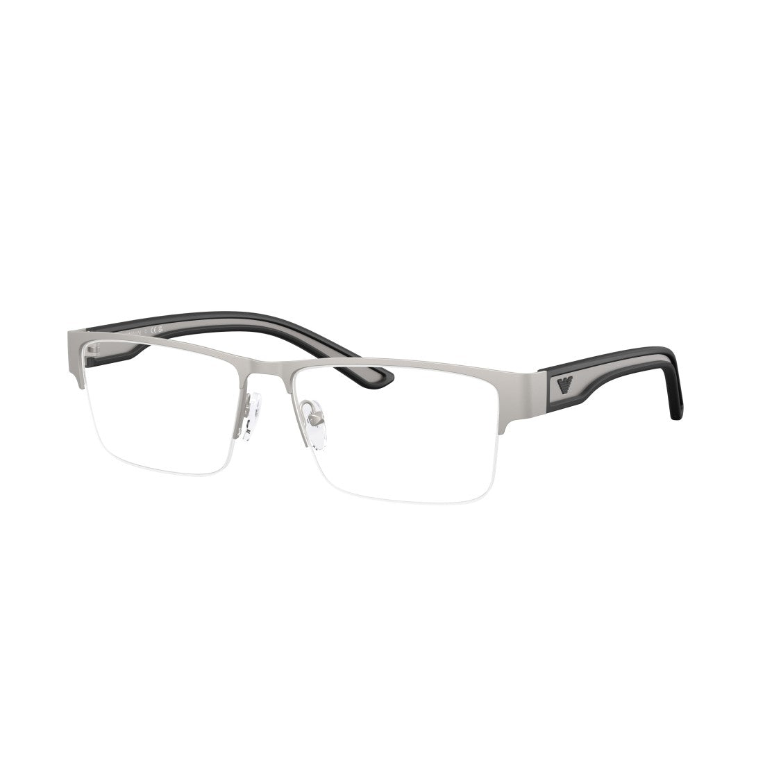 Emporio Armani 0Ea1182 Semi-Rimless Rectangular Eyeglasses With Silver And Black Accents