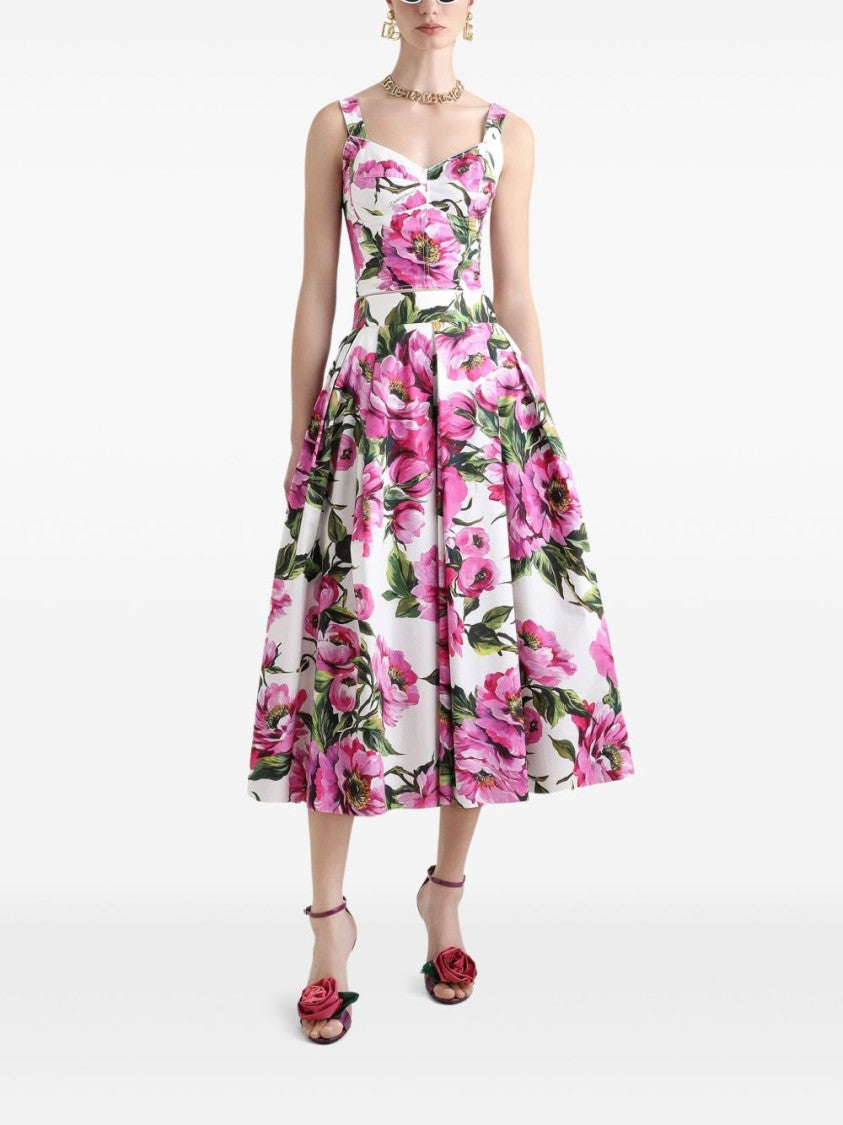 Dolce & Gabbana Vibrant Rose Print Skirt With Concealed Zip