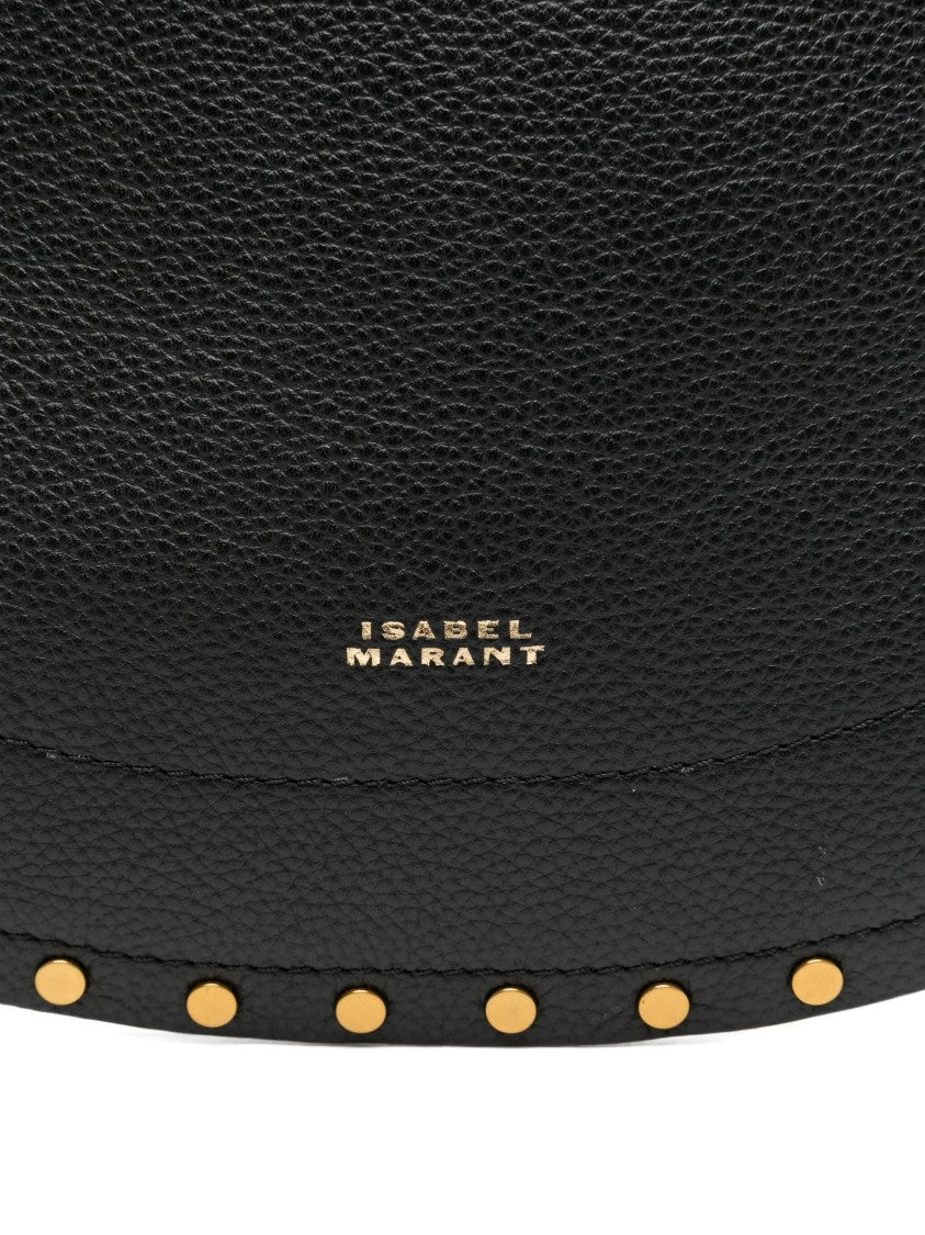 Isabel Marant Crescent-Shaped Soft Pebbled Leather Shoulder Bag With Gold-Tone Studs