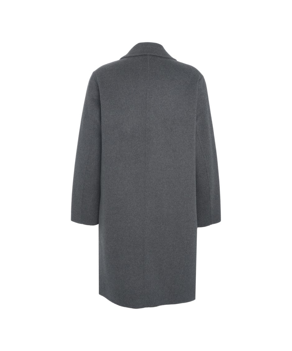 Amaranto Cashmere-Wool Blend Coat With Notch Collar And Hidden Pockets