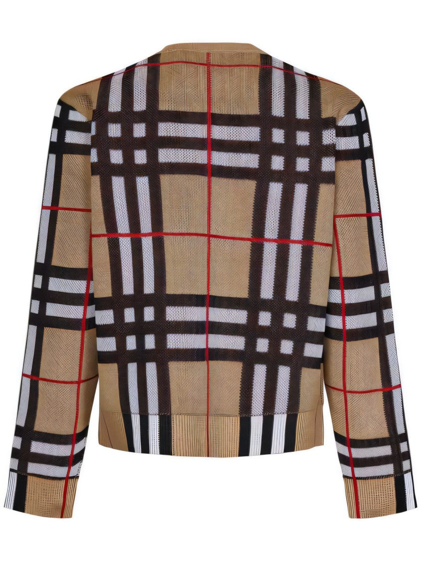 Burberry Check Patterned Sweater With Round Neckline
