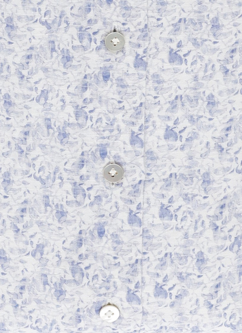 Borriello Blue Floral Print Linen Shirt