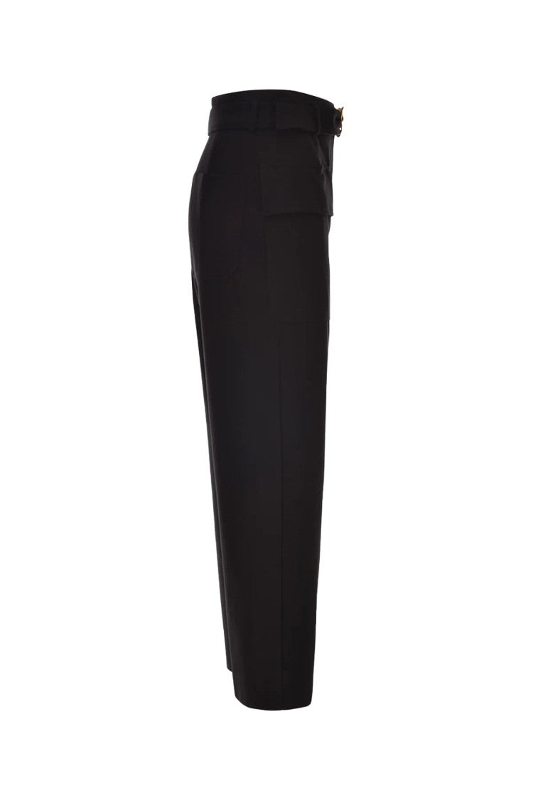 Pinko Cropped Wide-Leg Trousers High Waist Gold