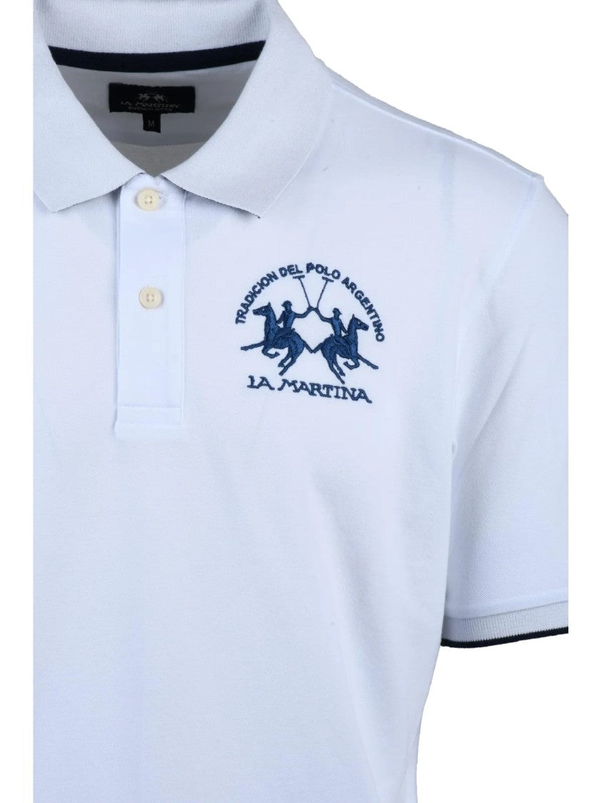 La Martina White Embroidered Cotton Jumper