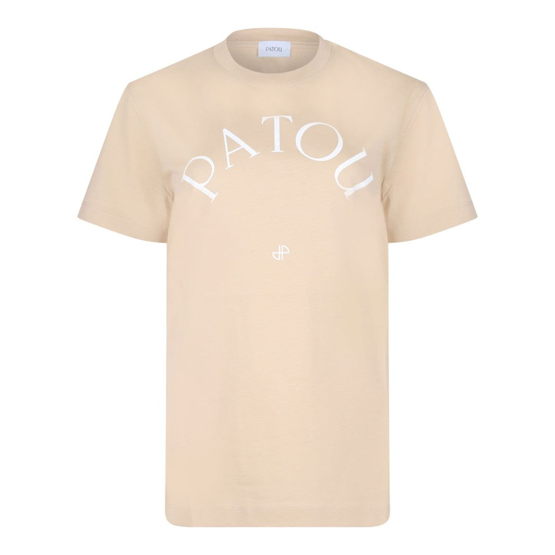 Patou Relaxed-Fit Beige T-Shirt With Curved Logo Detail
