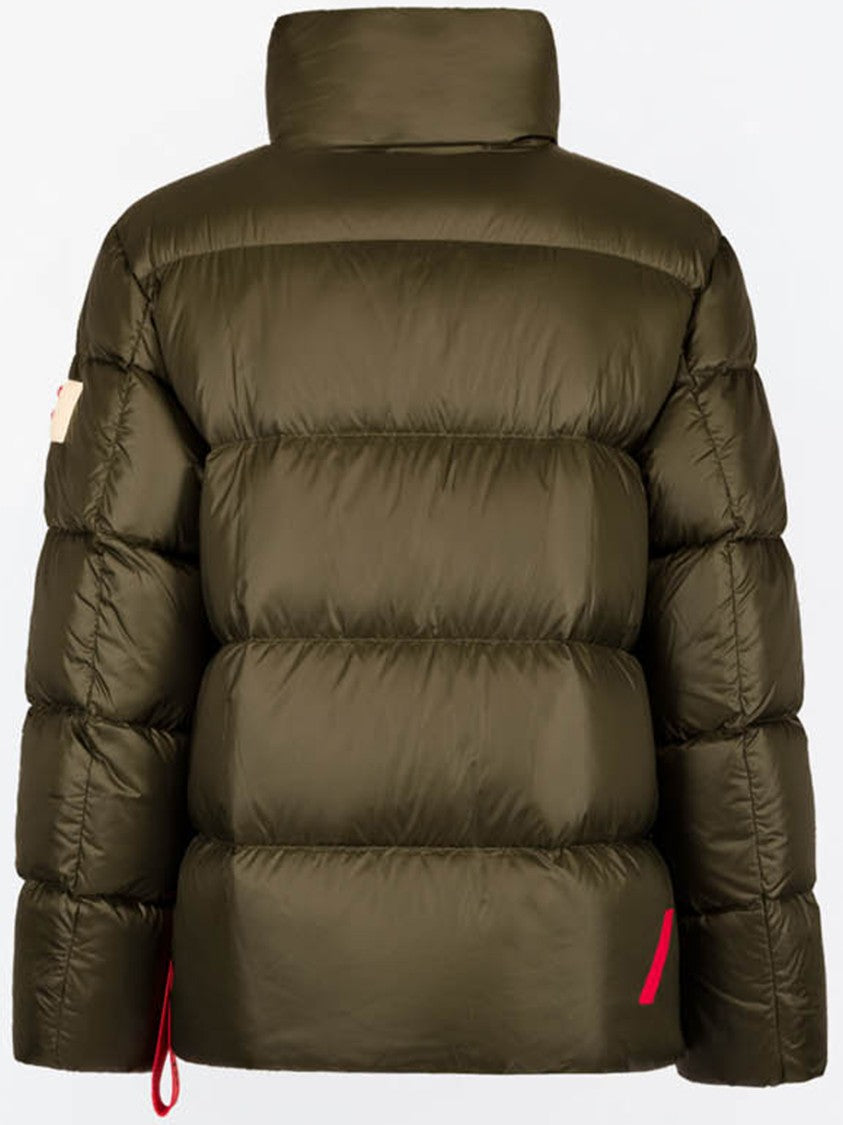 After Label High Collar Side Zip Quilted Down Jacket