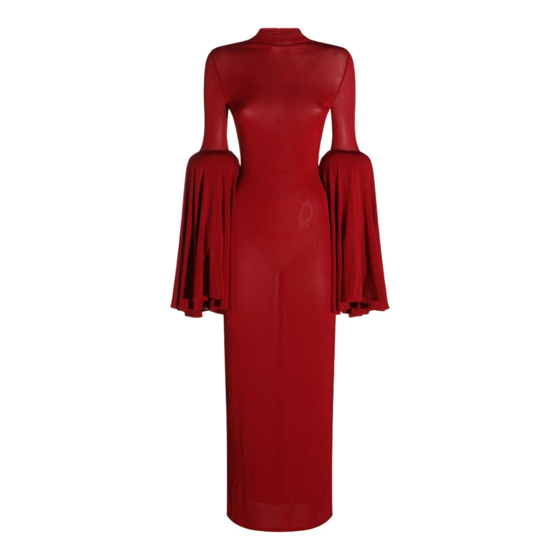 Jean Paul Gaultier High-Neck Bell Sleeve Midi Dress