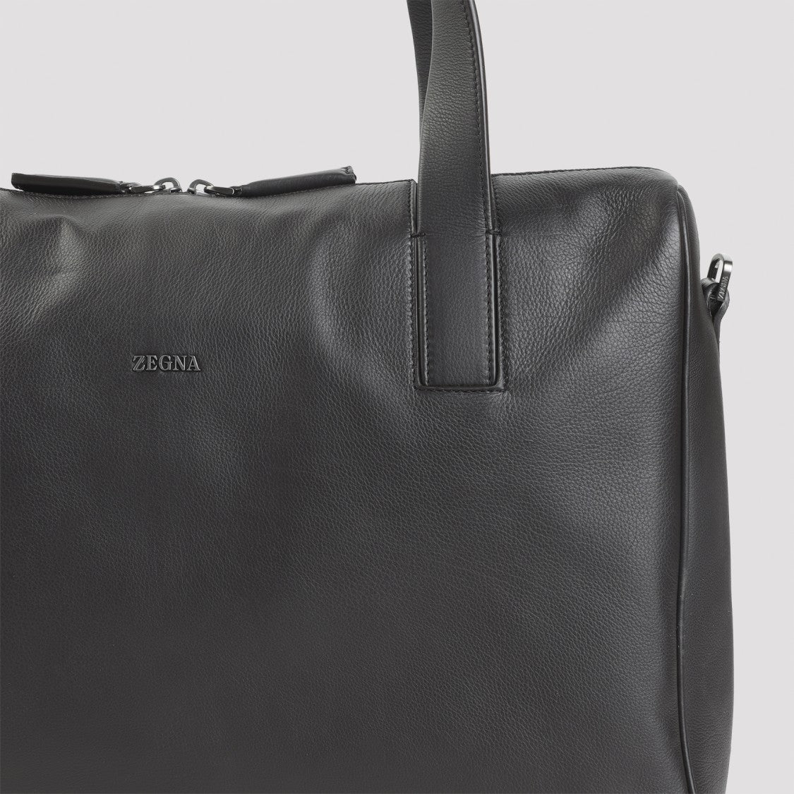 Zegna Spacious Calf Leather Shopper Bag