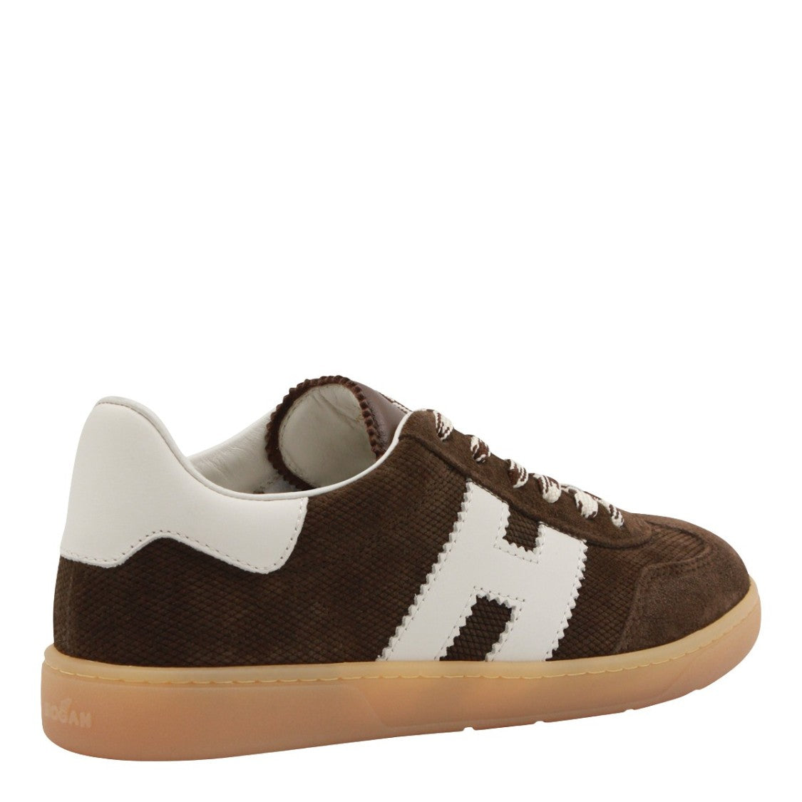 Hogan Low-Top Sneakers With Textured Brown Upper