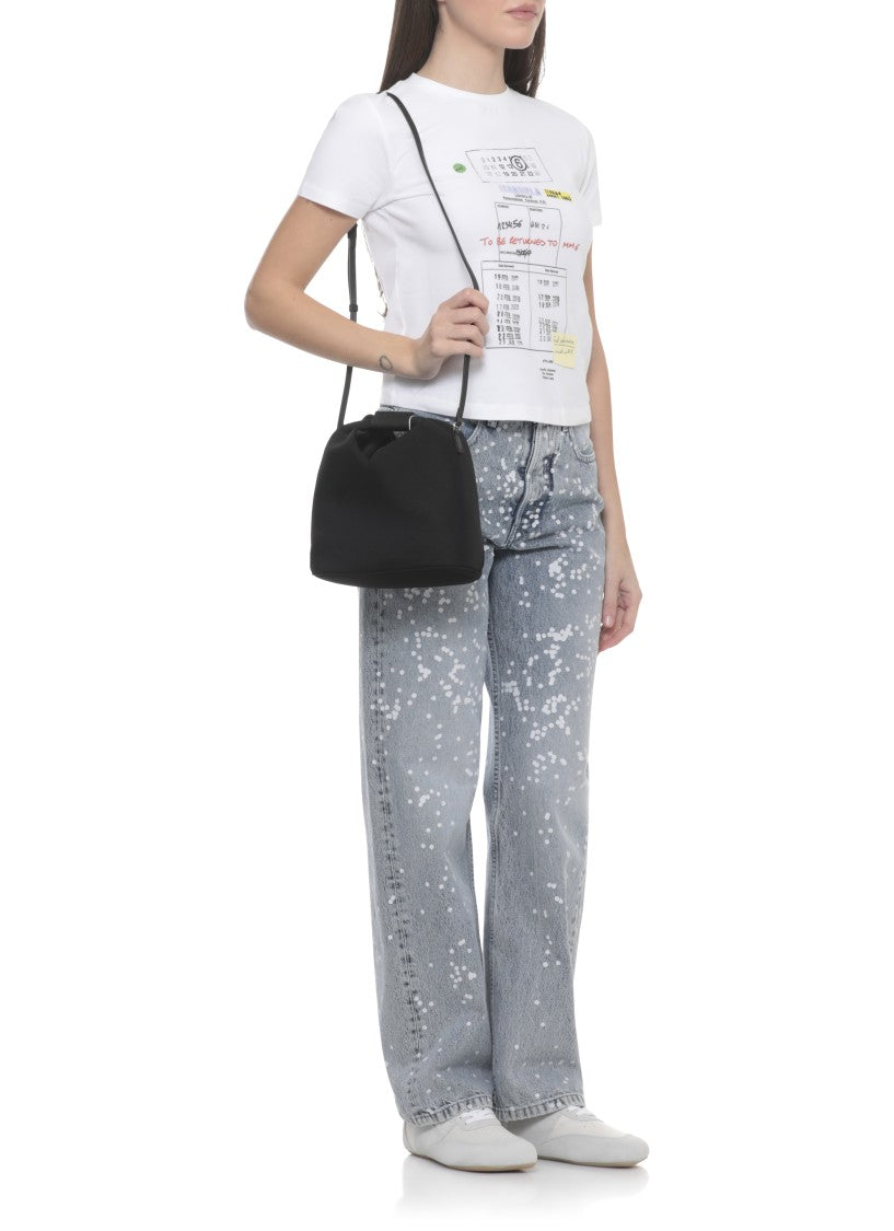 Mm6 By Maison Margiela White Cropped Printed Cotton T-Shirt