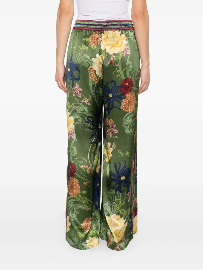 Alemais Wide Leg Floral Print Silk Avery Trousers