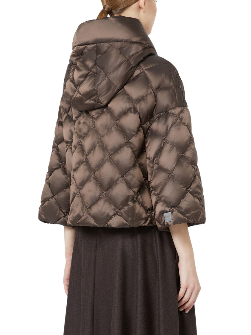 Max Mara Quilted Short Cape-Style Puffer Jacket With Drawstring Hood