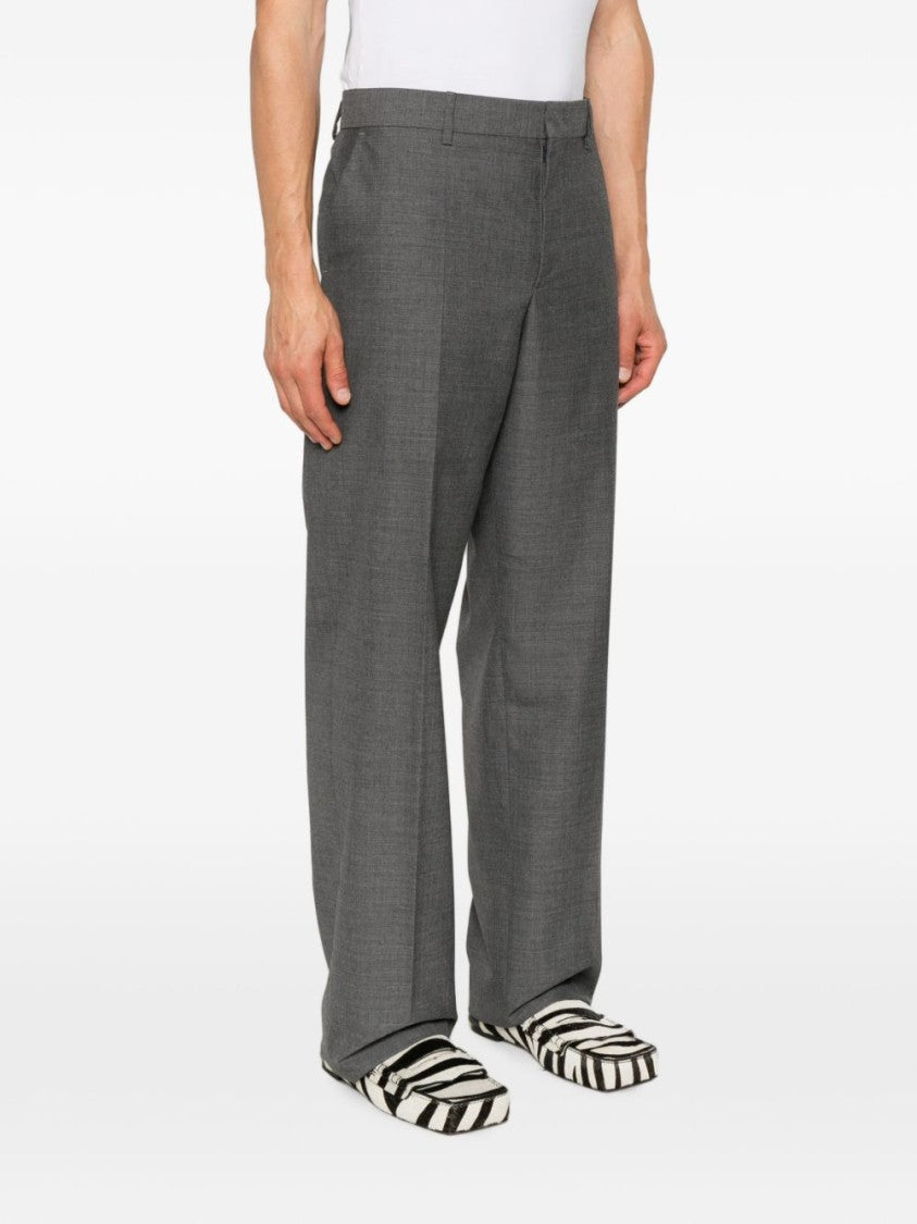 Moschino Silk-Nylon Blend Straight-Leg Trousers With Subtle Crease