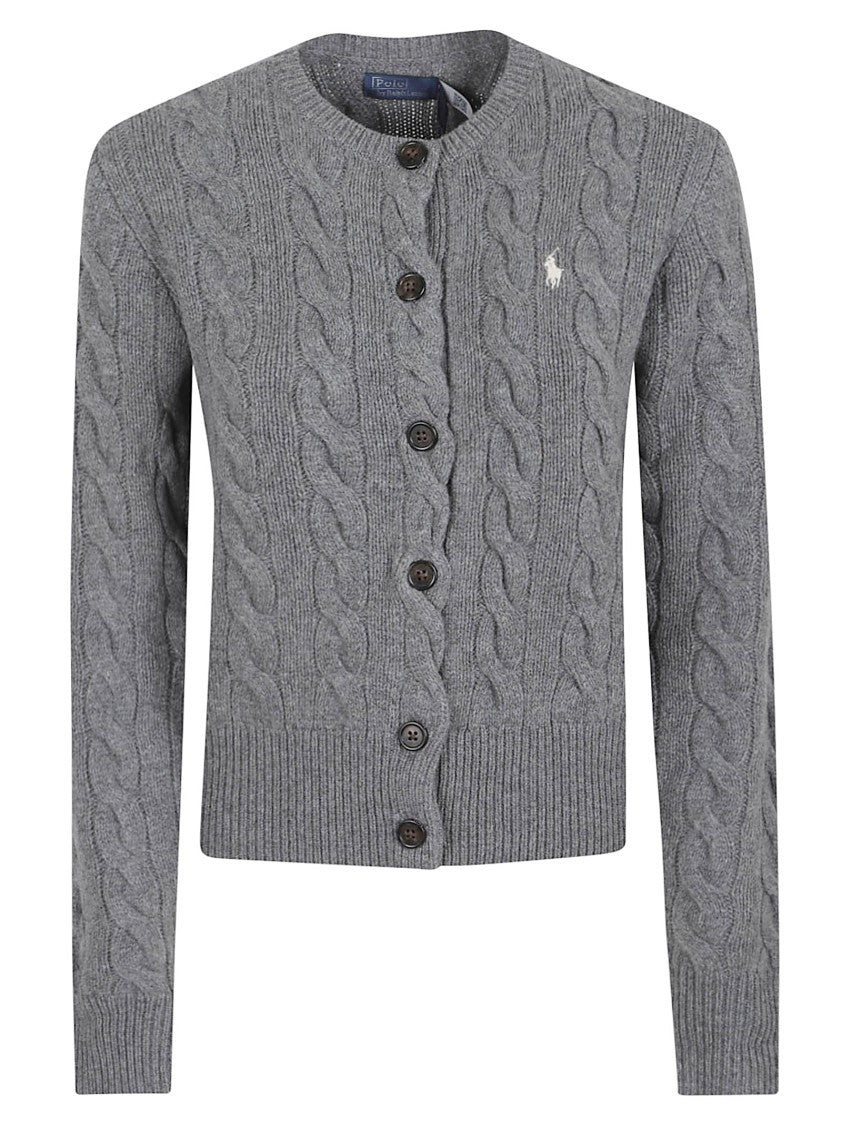 Polo Ralph Lauren Cable-Knit Cardigan In Grey Italian Wool