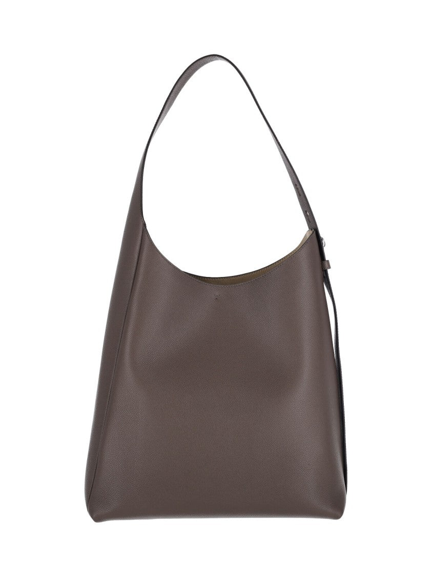 Tory Burch Structured Brown Calf Leather Shoulder Bag