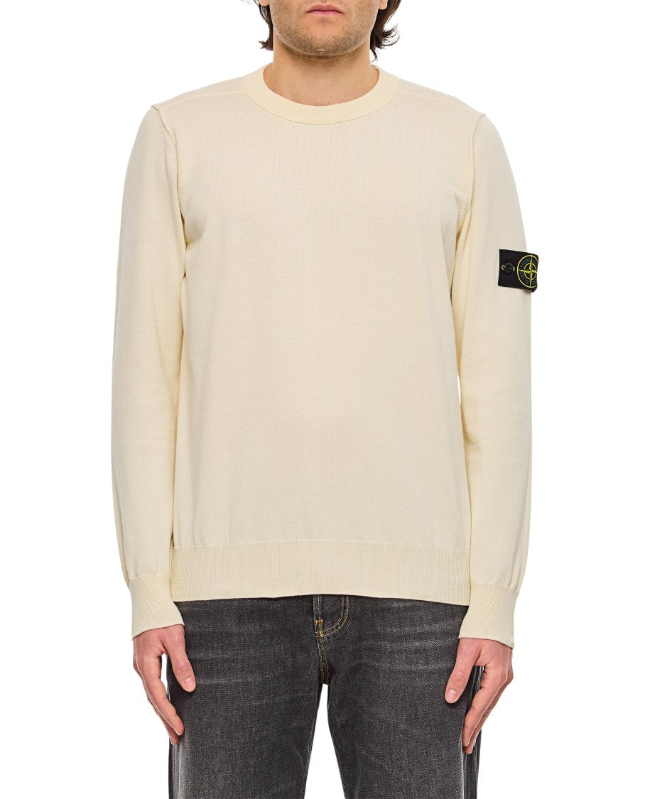 Stone Island Ribbed Crewneck Sweater With Stitching Pattern